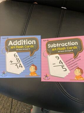Kids Addition & Subtraction Flash Cards - Blue & Pink